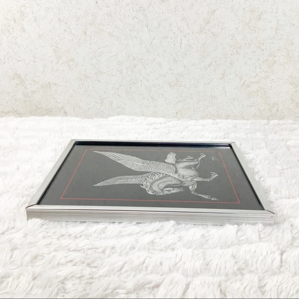 Vintage 80s Figi Giftware HW Hoag RARE Pegasus Framed Print Retro Fantasy